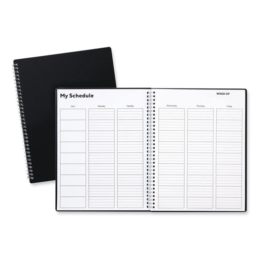 TRU RED™ Weekly Planner, Black Cover, 11 x 8.5 Sheets, 45- Week Span