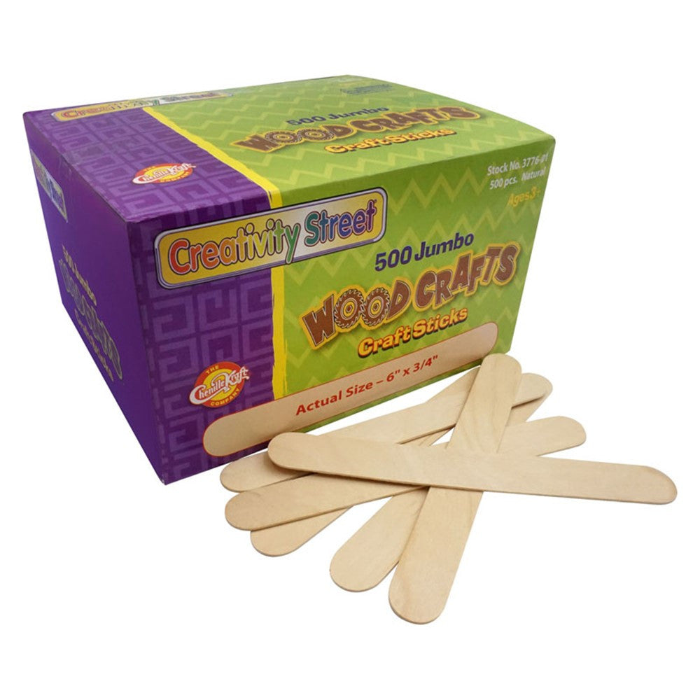 Creativity Street Natural Wood Craft Sticks, 6" x 0.75", Natural, 500/Box