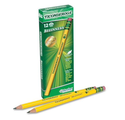 Dixon Ticonderoga Beginners Primary Pencils, #2, Yellow, Box of 12