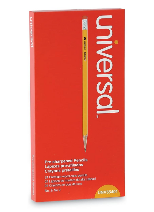 Universal #2 Pre-Sharpened Woodcase Pencil 24/Pack