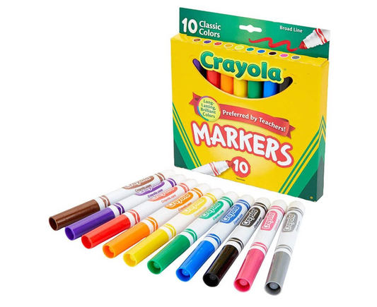 Crayola Broad Line Markers, Classic Colors 10 Each