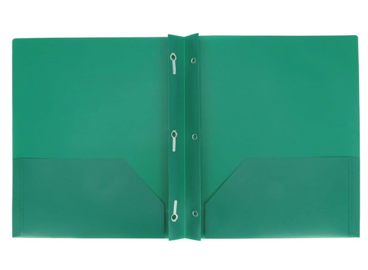 Plastic Folder with Prongs 2 Pocket - (Green)