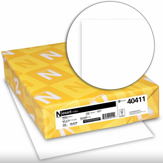 Exact Index® Copy Paper Heavyweight - White, Letter - 8 1/2" x 11"