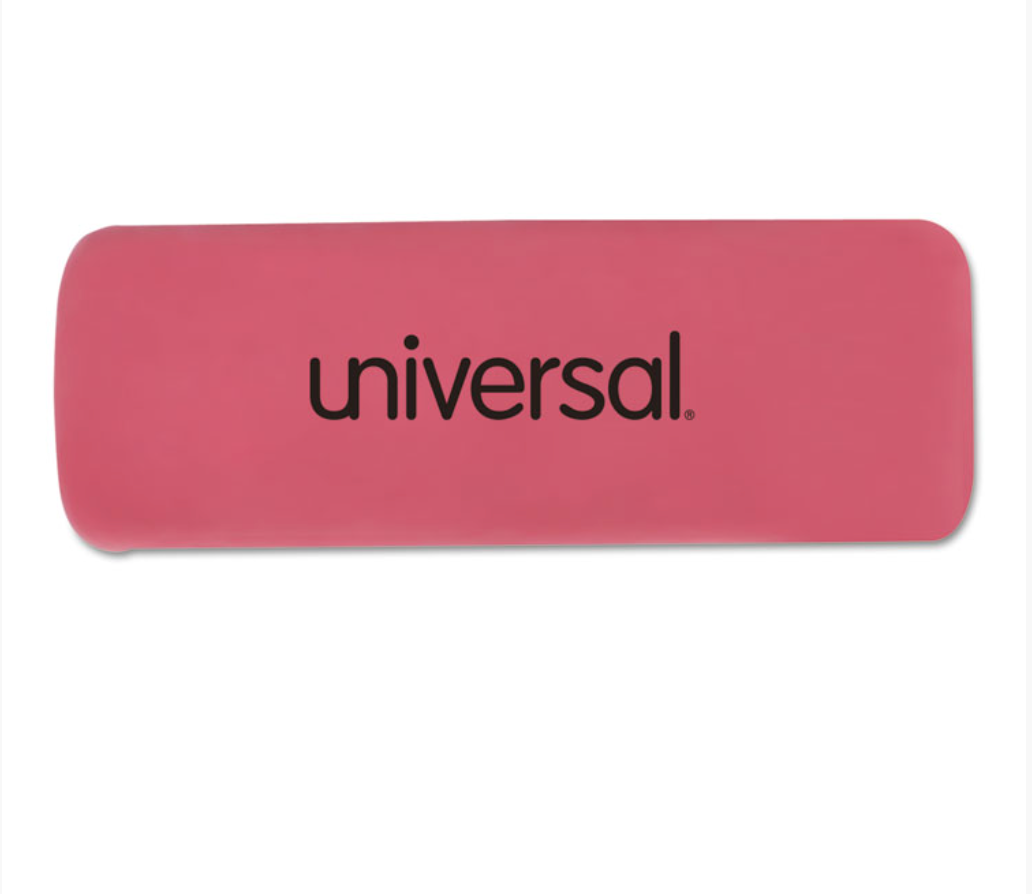 Universal® Bevel Block Erasers, Slanted-Edge Rectangular Block, Large, Pink