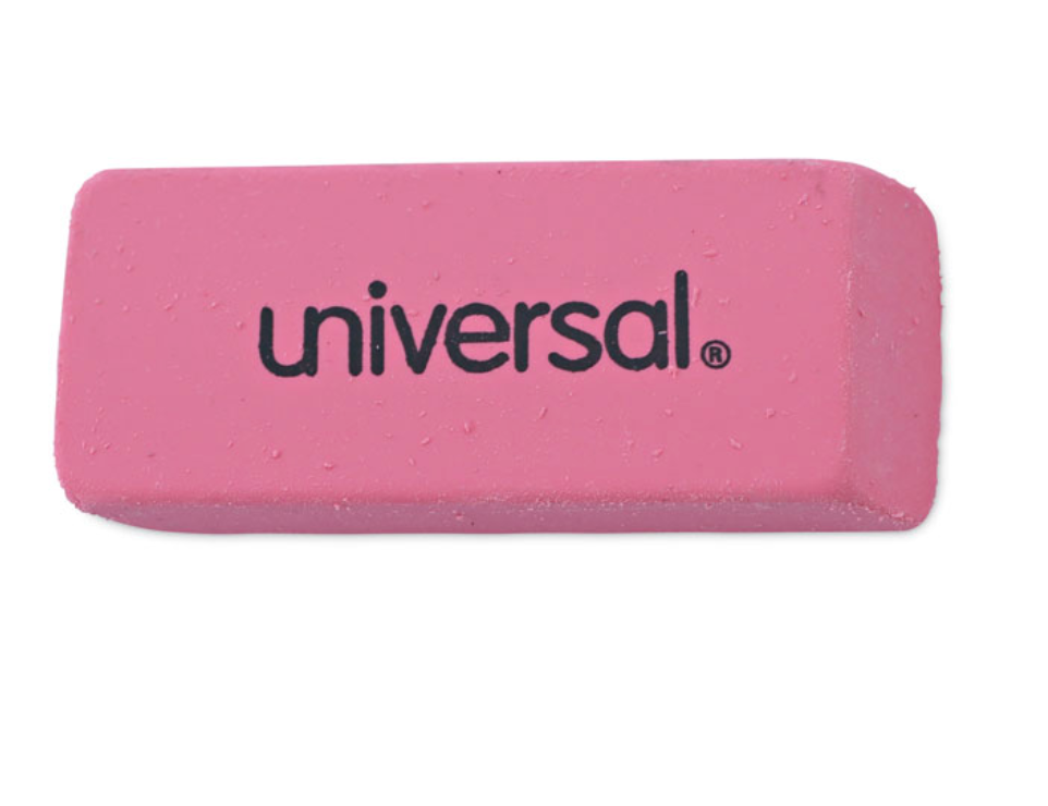 Universal® Bevel Block Erasers, Slanted-Edge Rectangular Block, Large, Pink