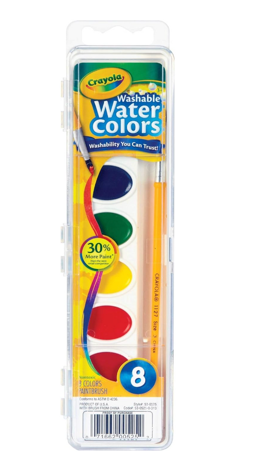 Crayola Washable Watercolor Paint, 8 Assorted Colors